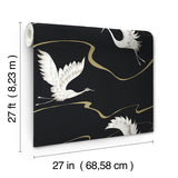 Wallpaper Soaring Cranes Wallpaper // Black & Gold