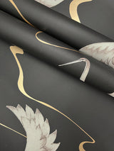 Wallpaper Soaring Cranes Wallpaper // Black & Gold