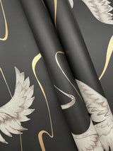 Wallpaper Soaring Cranes Wallpaper // Black & Gold