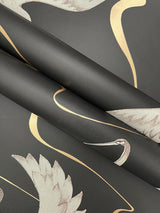 Wallpaper Soaring Cranes Wallpaper // Black & Gold