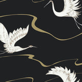 Wallpaper Soaring Cranes Wallpaper // Black & Gold