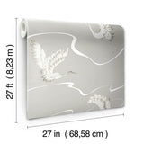 Wallpaper Soaring Cranes Wallpaper // Taupe