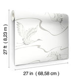 Wallpaper Soaring Cranes Wallpaper // White & Silver