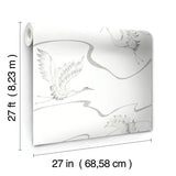 Wallpaper Soaring Cranes Wallpaper // White & Silver