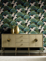 Wallpaper Sprig & Heron Wallpaper // Black