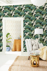 Wallpaper Sprig & Heron Wallpaper // Black