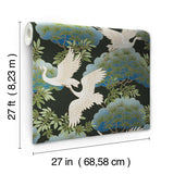 Wallpaper Sprig & Heron Wallpaper // Black