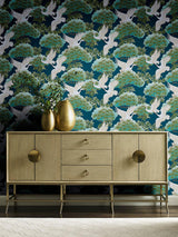 Wallpaper Sprig & Heron Wallpaper // Blue