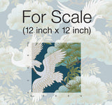 Wallpaper Sprig & Heron Wallpaper // Blue