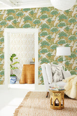 Wallpaper Sprig & Heron Wallpaper // Gold