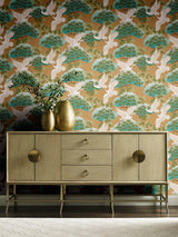 Wallpaper Sprig & Heron Wallpaper // Gold