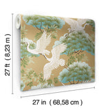 Wallpaper Sprig & Heron Wallpaper // Gold