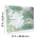 Wallpaper Sprig & Heron Wallpaper // Teal