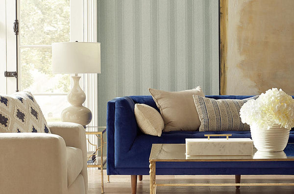 Wallpaper Stately Stripe Wallpaper // Blue & Pearl