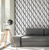 Wallpaper Statuary Diamond Inlay Peel & Stick Wallpaper // Grey