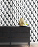 Wallpaper Statuary Diamond Inlay Peel & Stick Wallpaper // Grey