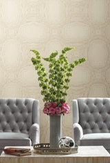 Wallpaper Stone Kaleidoscope Wallpaper // Beige Metallic