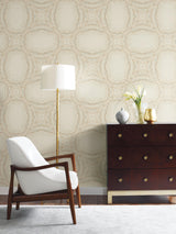 Wallpaper Stone Kaleidoscope Wallpaper // Beige Metallic
