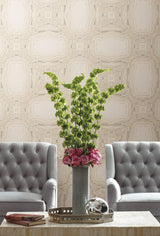 Wallpaper Stone Kaleidoscope Wallpaper // Cream & Charcoal Metallic