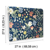 Wallpaper Strawberry Fields Wallpaper // Blue & Pink