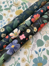 Wallpaper Strawberry Fields Wallpaper // Blue & Pink