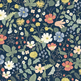 Wallpaper Strawberry Fields Wallpaper // Blue & Pink