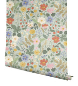 Wallpaper Strawberry Fields Wallpaper // Green & Pink