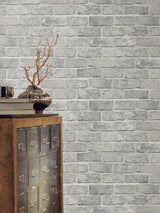 Wallpaper Stretcher Brick Peel & Stick Wallpaper // Grey