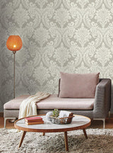 Wallpaper Tapestry Damask Wallpaper // Grey