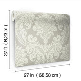 Wallpaper Tapestry Damask Wallpaper // Grey