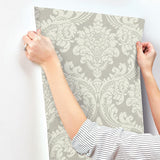Wallpaper Tapestry Damask Wallpaper // Grey