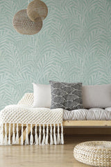 Wallpaper Tea Leaves Stripe Wallpaper // Blue
