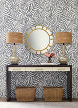 Wallpaper Tea Leaves Stripe Wallpaper // Cream & Black