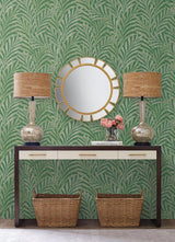 Wallpaper Tea Leaves Stripe Wallpaper // Green