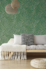 Wallpaper Tea Leaves Stripe Wallpaper // Green