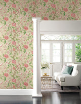 Wallpaper Teahouse Floral Wallpaper // Cream & Coral