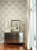 Wallpaper Teardrop Damask Wallpaper // Beige