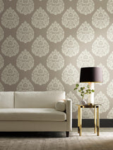 Wallpaper Teardrop Damask Wallpaper // Beige