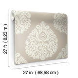 Wallpaper Teardrop Damask Wallpaper // Beige