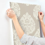 Wallpaper Teardrop Damask Wallpaper // Beige
