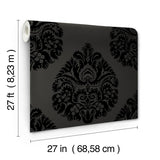 Wallpaper Teardrop Damask Wallpaper // Black