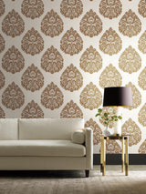 Wallpaper Teardrop Damask Wallpaper // Gold