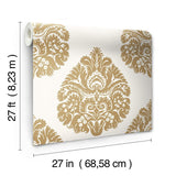 Wallpaper Teardrop Damask Wallpaper // Gold