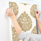 Wallpaper Teardrop Damask Wallpaper // Gold