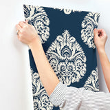 Wallpaper Teardrop Damask Wallpaper // Navy