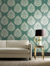 Wallpaper Teardrop Damask Wallpaper // Teal