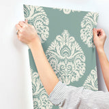 Wallpaper Teardrop Damask Wallpaper // Teal