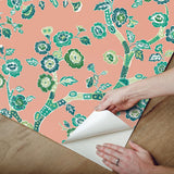 Wallpaper Temple Garden Peel & Stick Wallpaper // Coral