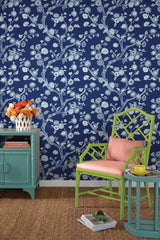 Wallpaper Temple Garden Peel & Stick Wallpaper // Navy Blue