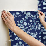 Wallpaper Temple Garden Peel & Stick Wallpaper // Navy Blue